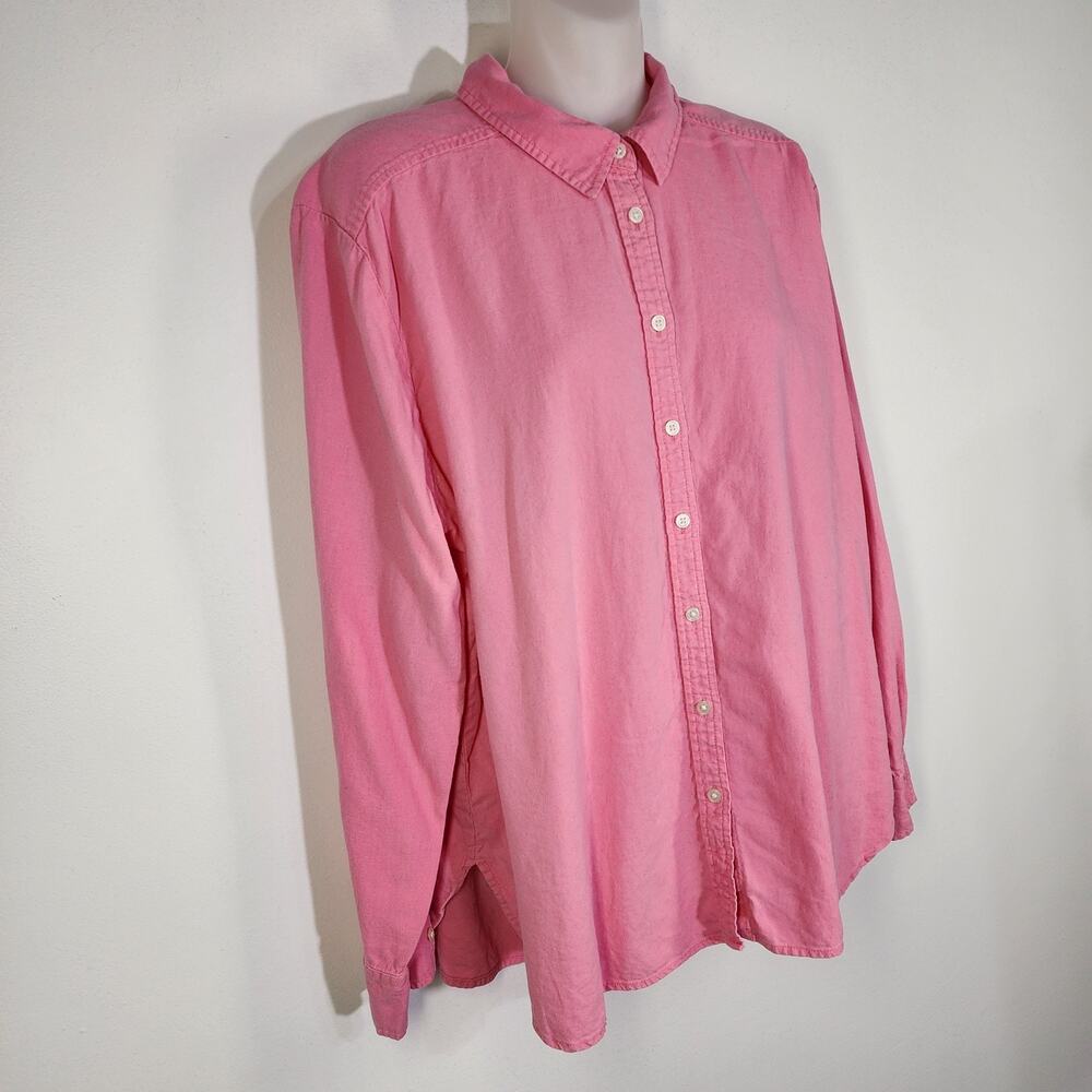 LOFT Women Shirt Size XL Pink Linen Blend Button Up Long Sleeves Collared Casual - Picture 4 of 10